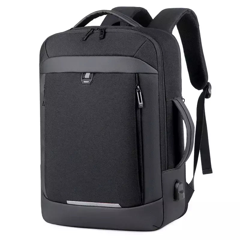 Expansível Mochila Laptop Impermeável, Bolsa de Negócios Masculina, Mochilas de Trabalho Multifuncionais, Saco Preto para Notebook, 16 17 "Carregamento