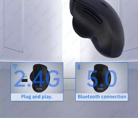 Dual Mode Mouse de Computador Sem Fio, 1600 DPI, Recarregável, Ergonômico, Bluetooth, Laptop, Notebook, iPad, Tablet, Mac, Chromebook