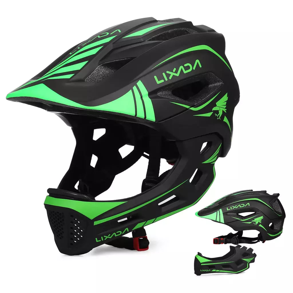 Lixada crianças 2-em-1 destacável capacete facial completo crianças esportes capacete de segurança da bicicleta equipamentos de proteção crianças capacete de ciclismo