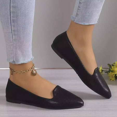 Mocassins deslizantes respiráveis para mulheres, sapatilhas rasas de balé elástico, fundo macio, sapatos de barco com dedo apontado, tamanho grande, 43, moda, 2024