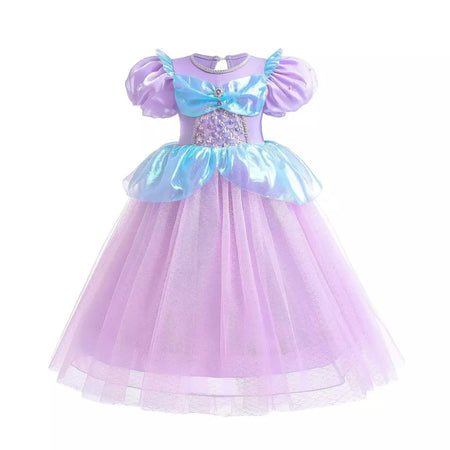Meninas escala roxa princesa sereia ariel cosplay vestido de halloween vestido de festa de aniversário meninas verão praia vestido de férias