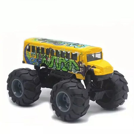 Modelo pullback brinquedo de ação monster truck liga rodas grandes jogar veículo carro presentes para meninos meninas monstro ônibus escolar metal fundido