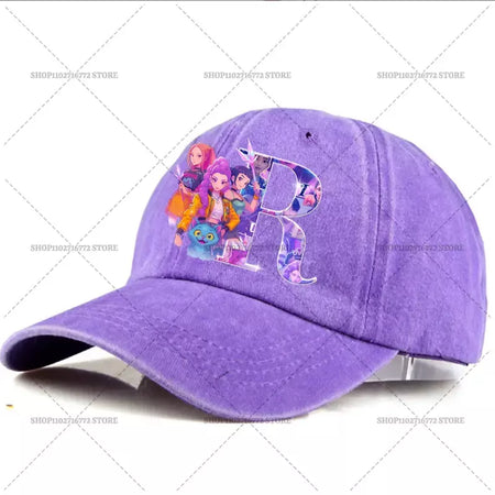 Kpop demônio caçador chapéu carta A-Z boné de beisebol para mulheres verão ajustável chapéu de sol anime bonito retro sunbonnet adulto chapelaria presente