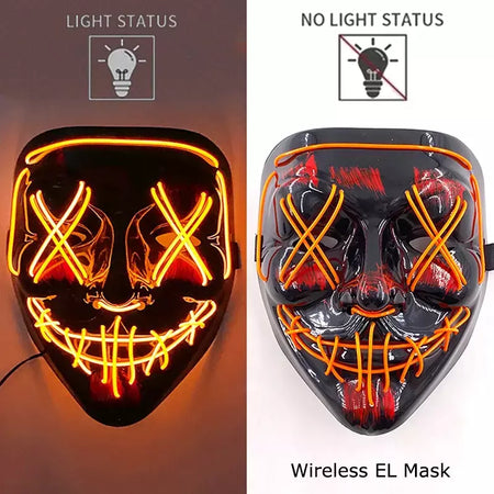Neon sem fio led máscara de purga brilho no escuro cosplay máscara de terror halloween masquerade festa máscaras brilhantes engraçado vestir-se