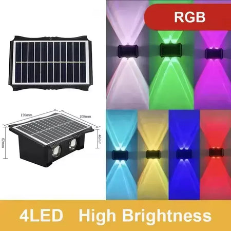 Lâmpada de parede solar ao ar livre led luz solar à prova dwaterproof água para cima e para baixo iluminação luminosa quintal decoração do jardim luzes movidas a energia solar