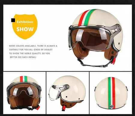 Vintage tt & cocascos capacete da motocicleta jet com viseira moto equitação 3/4 aberto meio capacete retro scooter capacete moto