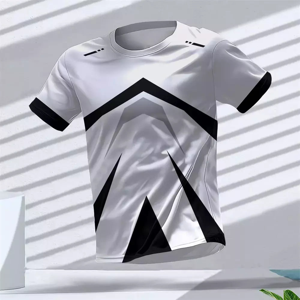 New Hot-Selling Outdoor Running Sports Respirável Quick-Secagem Roupas de Fitness Casual Wear Impressão 3D Em Torno Do Pescoço Adulto T-Shirt