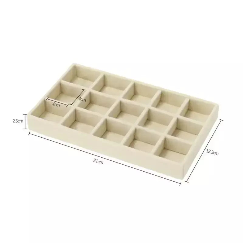 Atualizar caixa de armazenamento de jóias de veludo colar empilhável bandeja de exibição pulseira brinco organizadores diy artesanato gaveta caixa cinza