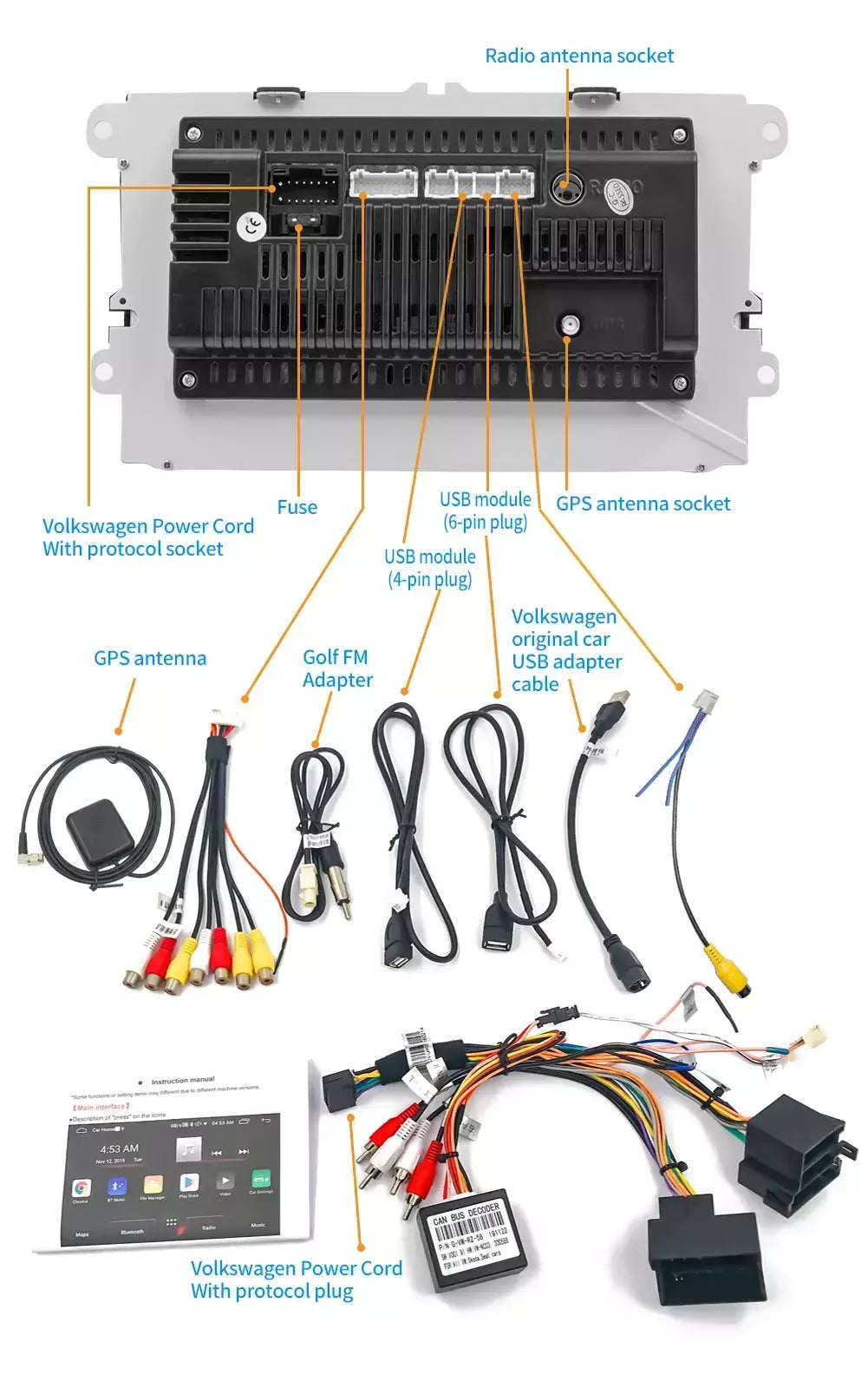 2din rádio do carro android para volkswagen golf 5 6 polo passat b6 b7 cc skoda jetta universal multimídia carplay wifi navegação gps