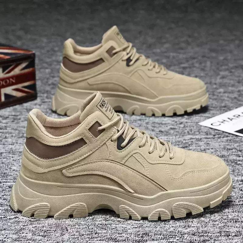 Sapatos de sola grossa masculina, botas de deserto, táticas calorosas, strappy nu, moda ao ar livre, novo, inverno, 2023