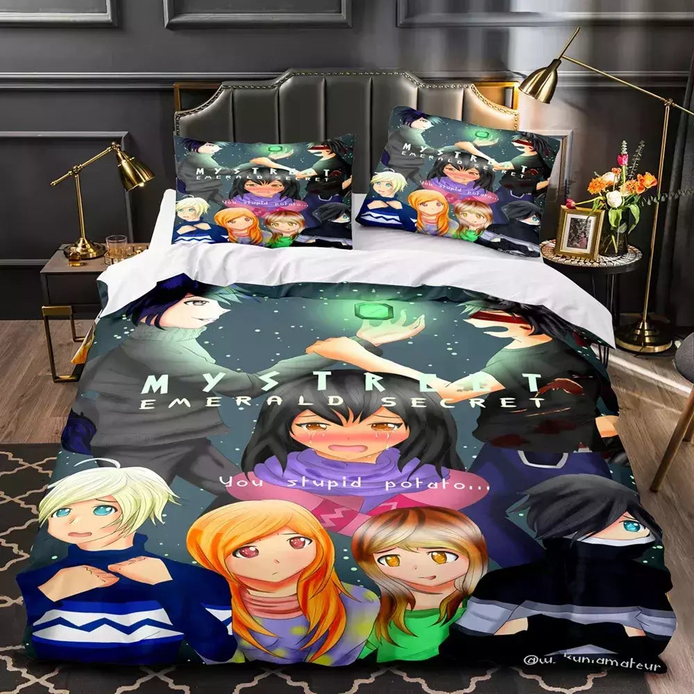 APHMAU-Conjunto de cama impressão Aphmau 3D para adultos e crianças, capa de edredão, solteiro, gêmeo, completo, queen, king size, kawaii, adulto, cama, 035