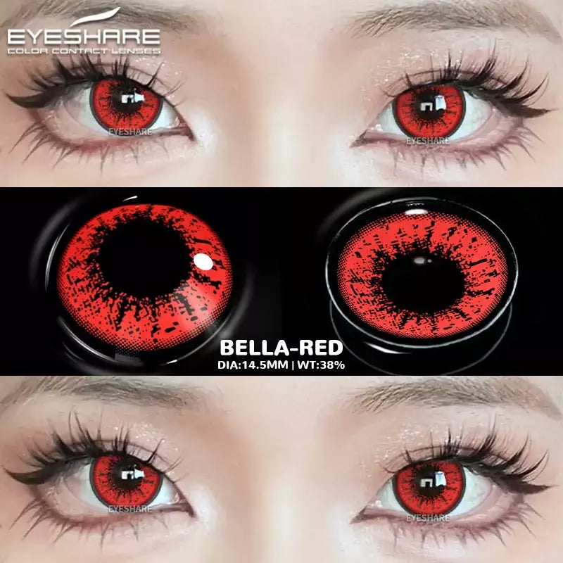 Eyeshare lentes de contato coloridas para olhos, 1 par de lentes coloridas de anime cosplay, lentes loucas de halloween, lentes de contato, maquiagem de beleza