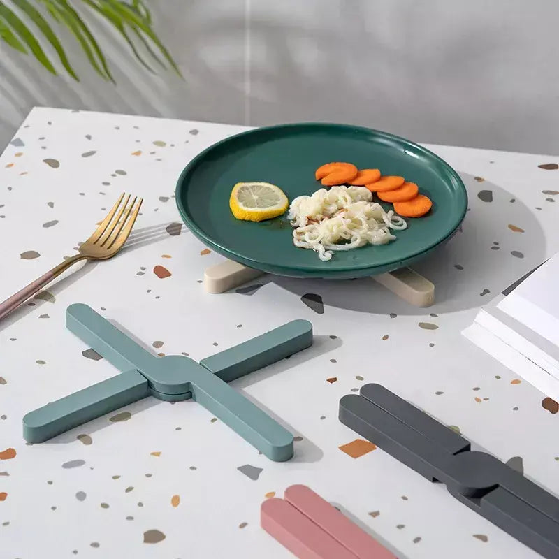 Silicone x em forma de almofada resistente ao calor dobrável antiderrapante pote pan esteira mesa placemat prato cruz titular coaster cozinha