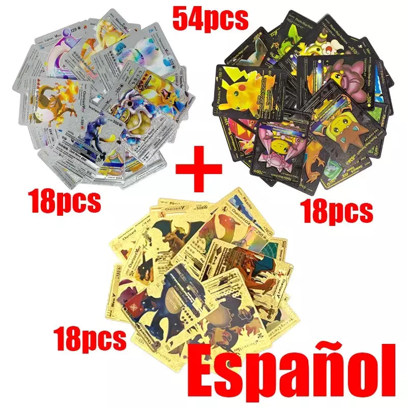 Pokemon arco-íris cartões ouro prata vmax gx cartão coleção batalha trainer cartão espanhol inglês francês criança brinquedos presentes de natal