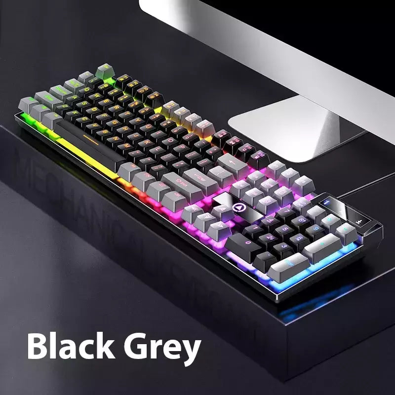 K500 teclado para jogos com fio sensação mecânica laptop desktops pc computador acessórios de escritório 104 teclas teclados com luz de fundo rgb