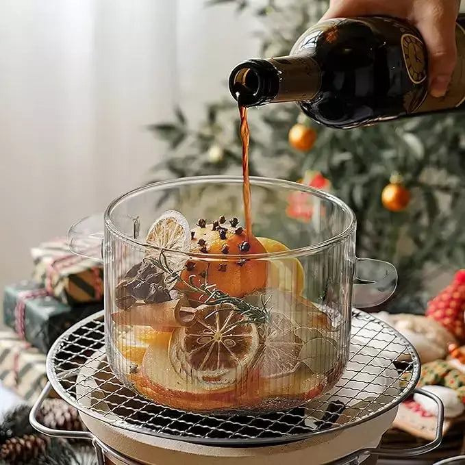Pote de sopa de orelha dupla engrossado com tampa pote de vidro de alto borosilicato doméstico conveniente sopa macarrão instantâneo panela de leite