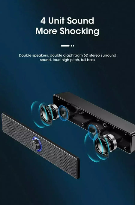 Bluetooth 4d surround alto-falante sistema de som de cinema em casa computador soundbar tv subwoofer com fio estéreo graves fortes para festa em casa