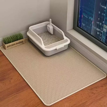 Tapete de areia para gatos, 60cm x 90cm, à prova d'água, camada dupla, caixa de areia para animais de estimação, tapete antiderrapante, areia, lavável, limpo para animais de estimação
