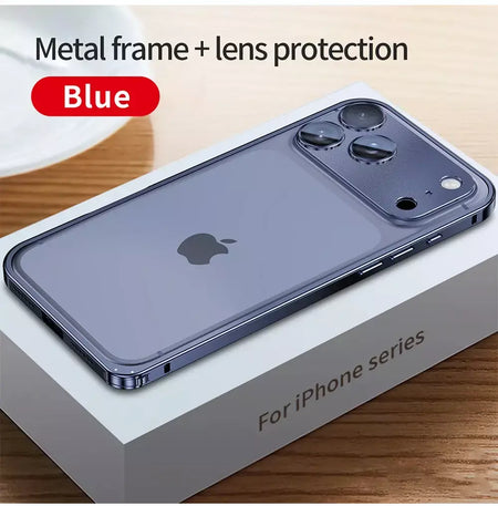 Aviação liga de alumínio quadro pára-choques caso do telefone para iphone 17 16 15 14 13 12 promax lente metal dissipação calor capa à prova de choque