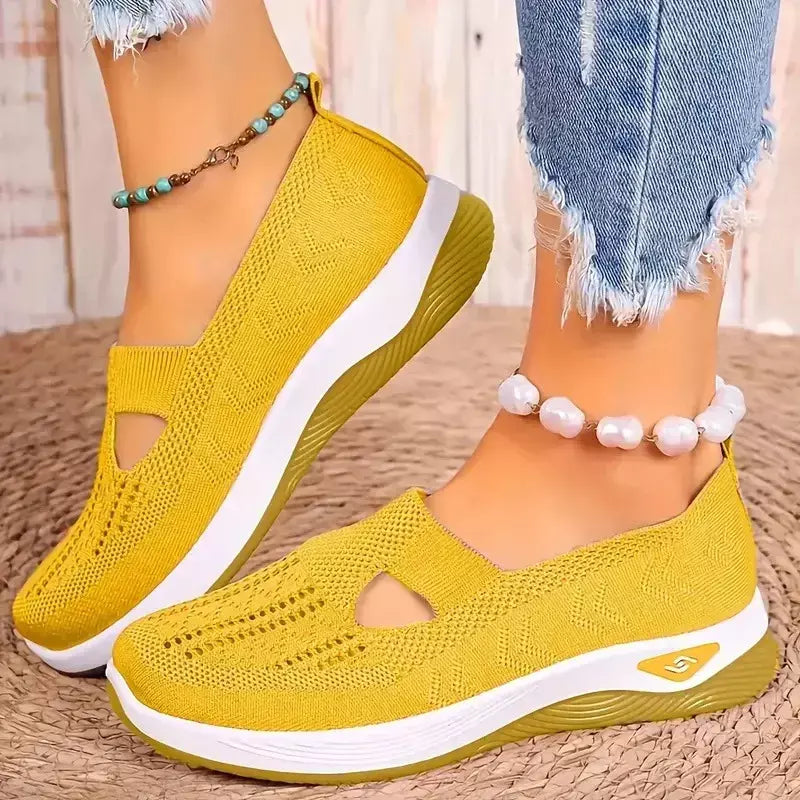 Tênis feminino respirável sapatos casuais verão sola macia sapatos ortopédicos leve deslizamento em sapato de caminhada antiderrapante sapatos planos