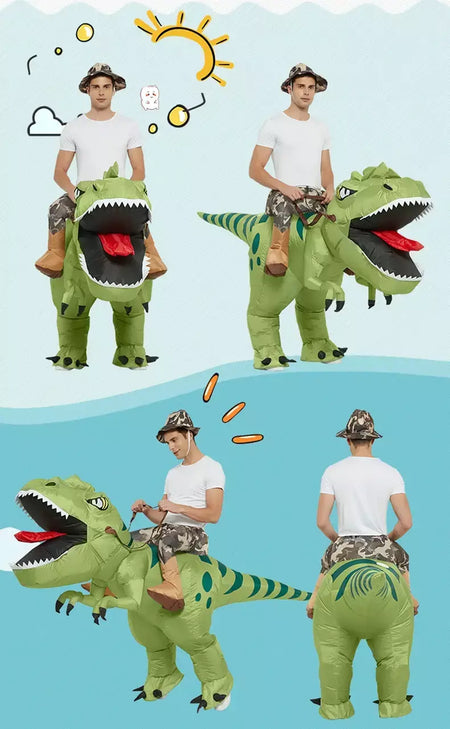 Ride-on traje de dinossauro inflável adequado para festa de halloween ao ar livre atividades pai-filho jogo de rastreamento crianças mascote