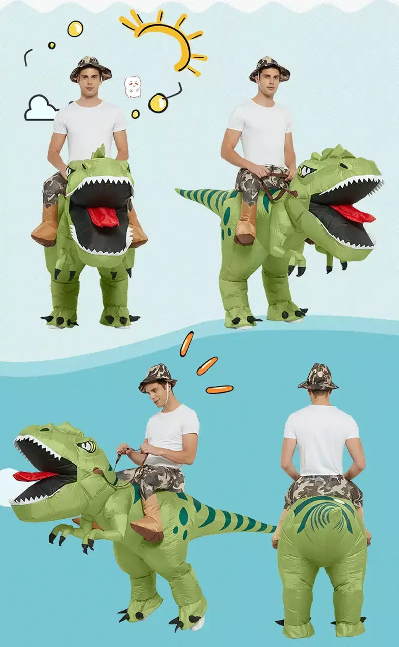 Ride-on traje de dinossauro inflável adequado para festa de halloween ao ar livre atividades pai-filho jogo de rastreamento crianças mascote