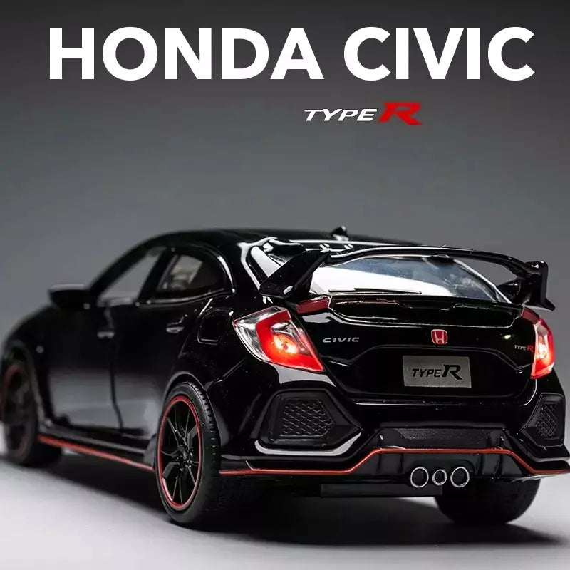 1:32 honda civic tipo-r liga carro esportivo diecast modelo de metal carro ornamentos de controle central modelo de carro em miniatura crianças brinquedos presente