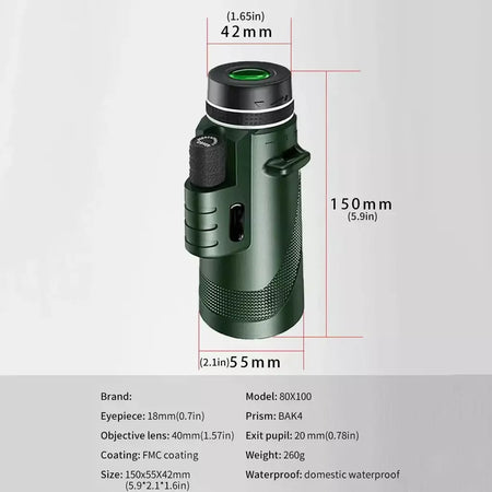 80x100 portátil zoom hd 5000m telescópio dobrável de longa distância mini telescópio poderoso para caça esportes ao ar livre acampamento viagem