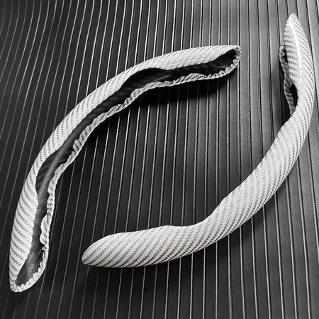 2 pçs laser de fibra de carbono silicone capa de volante do carro 1k micro fibra couro pvc roda impulsionador capa antiderrapante universal