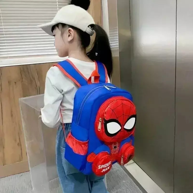 Disney-Spiderman Mochilas para Estudantes, Super Heroes School Bag, Cartoon 3D Stereo, Kindergarten Backpack, Children's Travel Bag, Gift