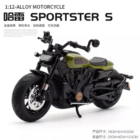 1:12 Harley Davidson Sportster S Modelo de motocicleta de corrida Diecast Alloy Street Sports Modelo de motocicleta Brinquedos para crianças Presentes
