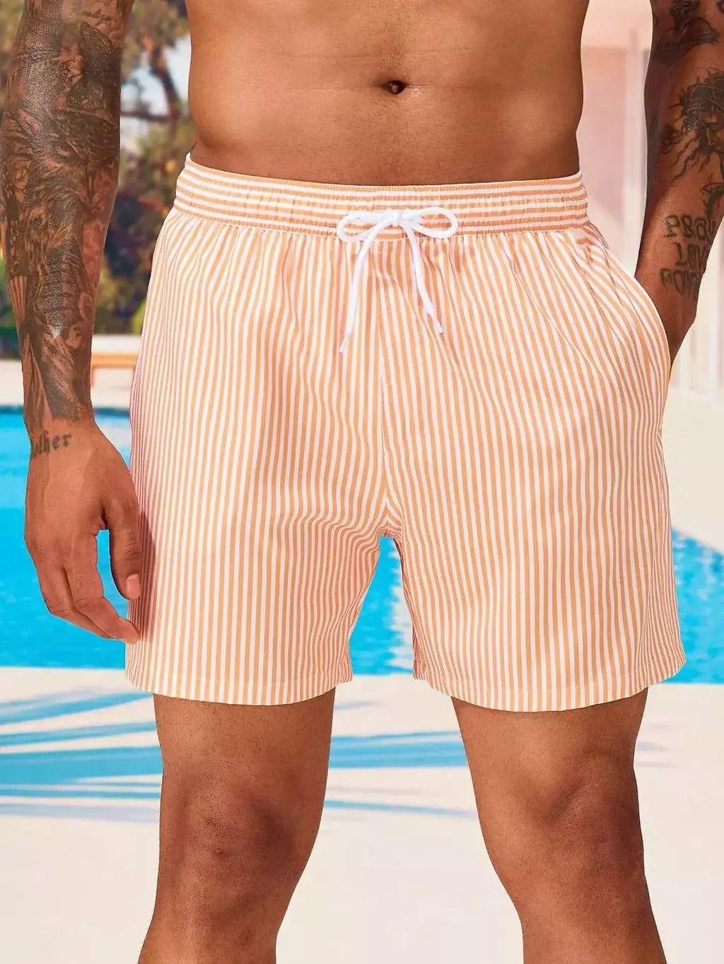Shorts de praia de poliéster respirável masculino, shorts de prancha de surf em linha 3D, maiô havaiano, verão, novo