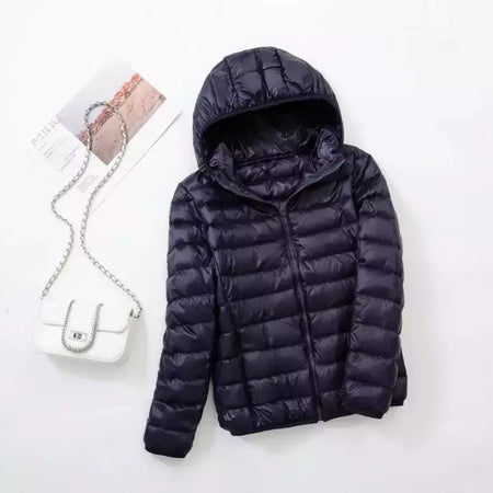 Casaco fino leve com capuz de pato para mulheres, casaco curto fino, streetwear quente, branco, plus size, casacos, outono, inverno, 2023