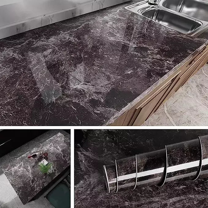 Papel de parede autoadesivo de mármore, Oil Proof, Adesivos em rolos para cozinha, Impermeável, Papel de contato para parede do banheiro