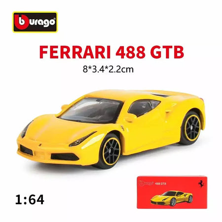 Coleção Ferrari Bburago 1:64 - modelos fundidos em liga LaFerrari 458 Enzo SF90, mini carros de simulação, conjunto de presente para adultos e crianças