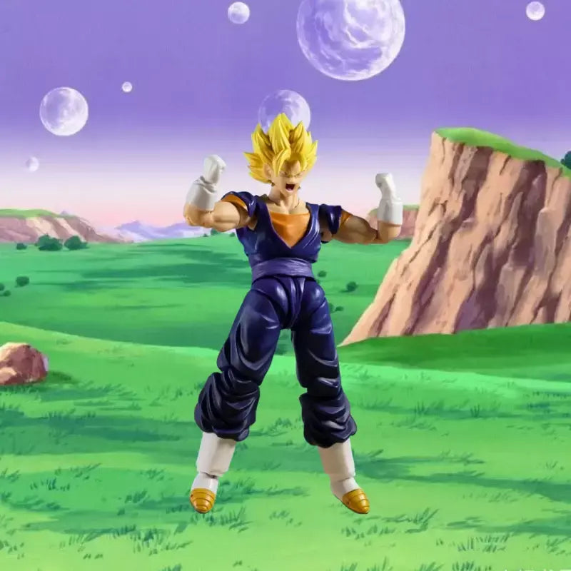 Dragon Ball Z SHF Vegetto Figura de ação Super Saiyan SSJ Cartão Vegetto Goku Vegeta Anime Modelo Brinquedo Estátua de PVC Coleção Presentes