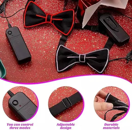 Suspensórios de led iluminados masculinos, gravata borboleta unissex, calças elásticas ajustáveis, suspensório iluminado com led para festival de música, festa de fantasia