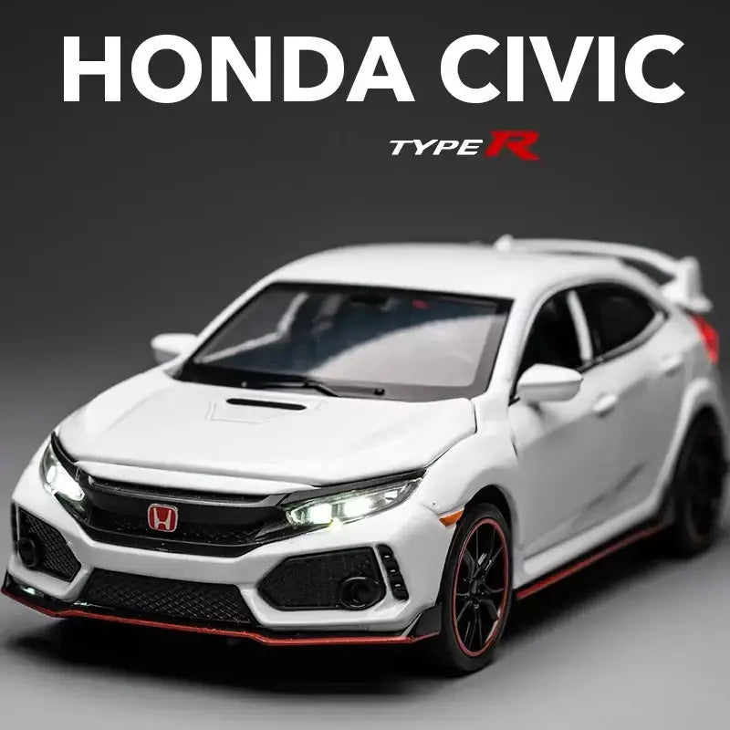 1:32 honda civic tipo-r liga carro esportivo diecast modelo de metal carro ornamentos de controle central modelo de carro em miniatura crianças brinquedos presente
