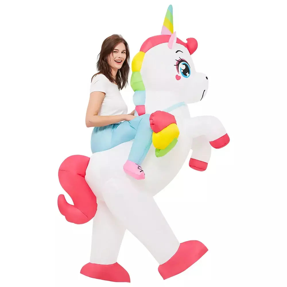 Vestuário colorido unicórnio animal trajes infláveis terno anime purim halloween carnaval festa cosplay traje para crianças adultas