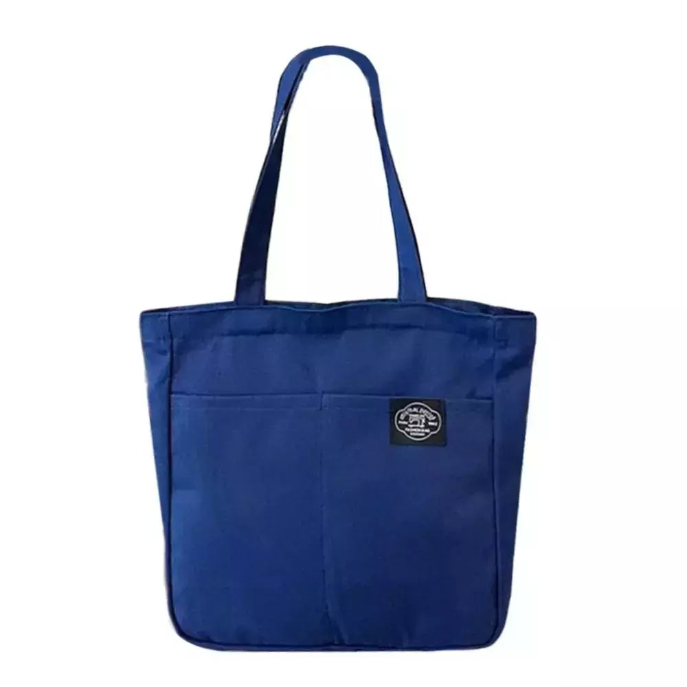 Sacola de lona monocromática para mulheres, designer, bolsa casual, bolsa de ombro, grande capacidade, algodão, reutilizável, praia, compras