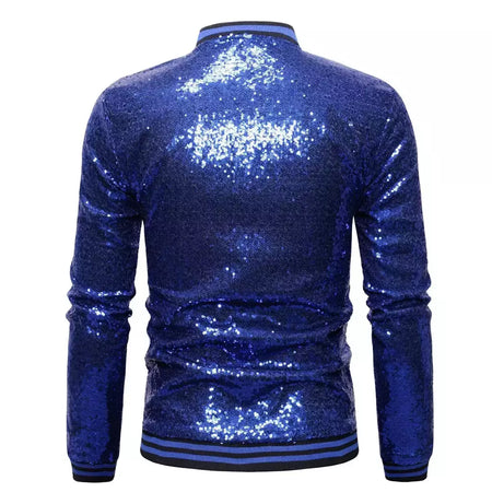 Brilhante Sequins Sparkle Bomber Jacket Homens 2023 Mais Novo Ouro Glitter Listrado Zipper Mens Jaquetas E Casacos Festa Dance Show Roupas