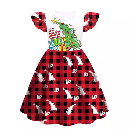 Novo natal meninas vestido carta papai noel impressão carnaval festa crianças roupas de natal masquerade desempenho roupas infantis