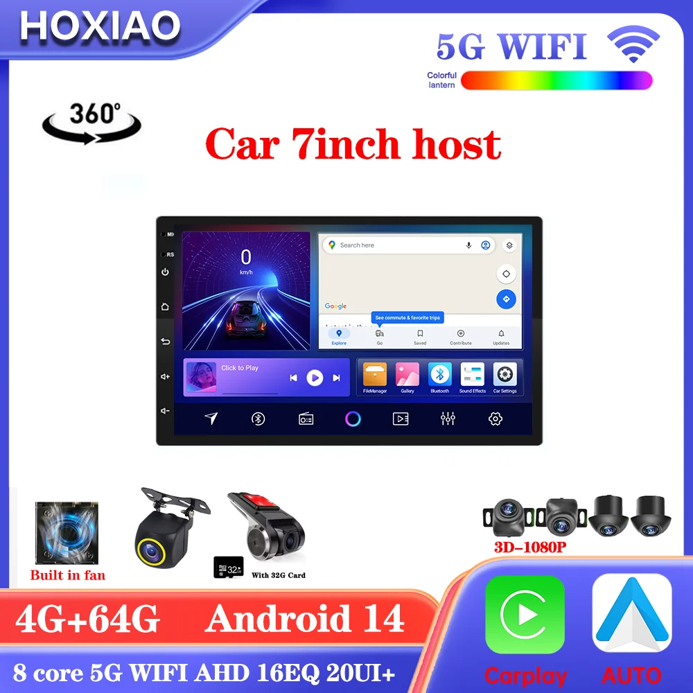 Android 14 rádio do carro bt reprodutor multimídia 360 gps sem fio carplay auto para toyota hyundai nissan kia suzuki iso dvr unidade principal