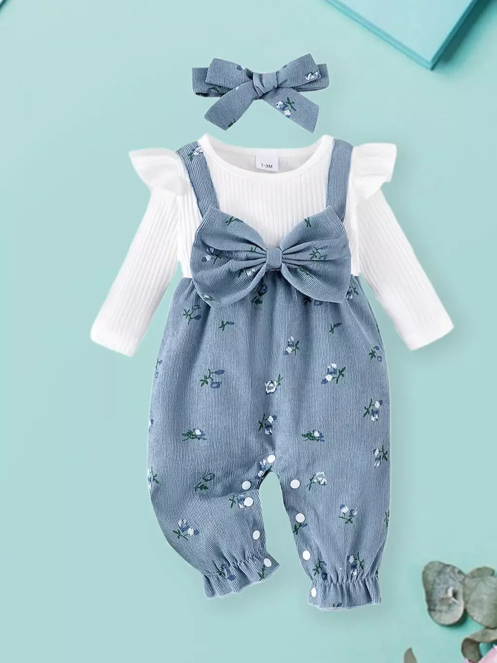 Citgeett outono infantil bebê meninas manga longa macacão floral impressão retalhos arco macacões bonito bandana conjunto de roupas