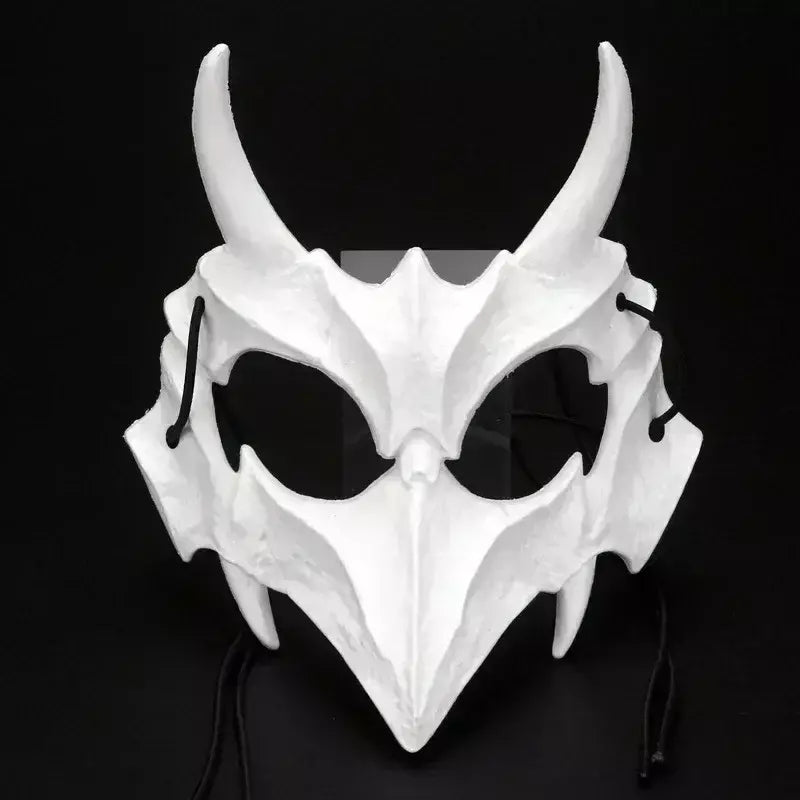 Festa crânio máscara dentes longos demônio esqueleto meia máscara facial lobo dragão tigre houjuu nue máscara cosplay traje de halloween adereços