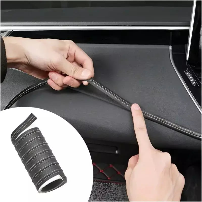 Tiras de couro PU Woven Trim, Adesivos de proteção do carro para porta e painel, Moldagem auto-adesiva, Tiras interiores DIY