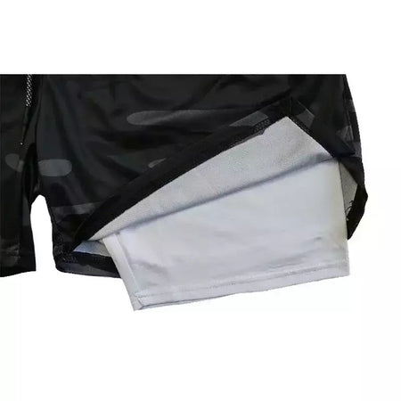 Masculino Anime 2 em 1 Calções Esportivos, Calções de Compressão Atlético Calças de Treino Fitness Running Sportwear, Desempenho Ginásio