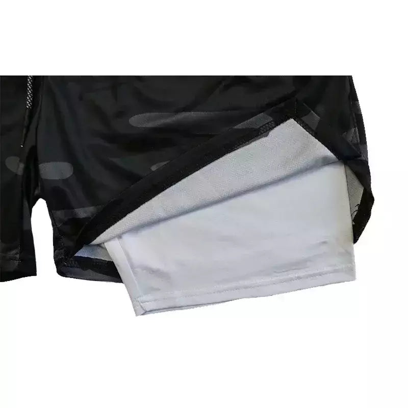 Masculino Anime 2 em 1 Calções Esportivos, Calções de Compressão Atlético Calças de Treino Fitness Running Sportwear, Desempenho Ginásio
