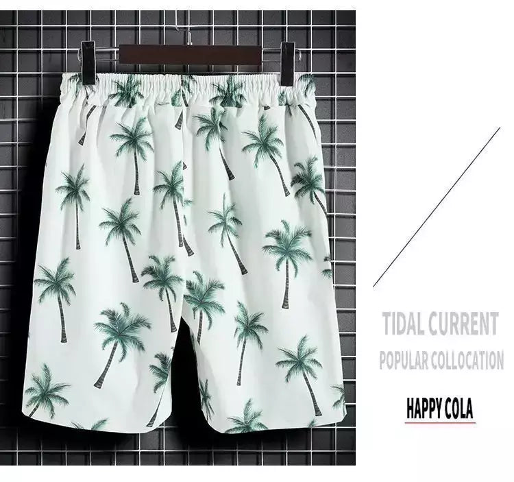Roupas de praia para homens 2 Piece Set Quick Dry Camisa Havaiana e Shorts Set Homens Moda Vestuário Impressão Casual Outfits Verão