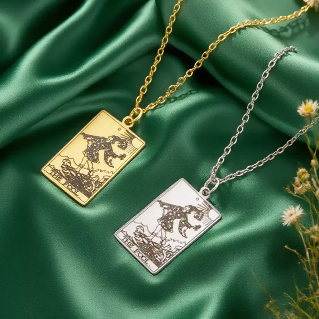 Dawapara cartas de tarô colar feminino colar de aço inoxidável riqueza amuleto clássico tarô grandes arcanos adivinhação charme jóias